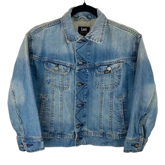 Vintage Lee Women’s M Light Wash Denim  Cropped Jean Jacket Y2K 90s 80s Western - Picture 1 of 8